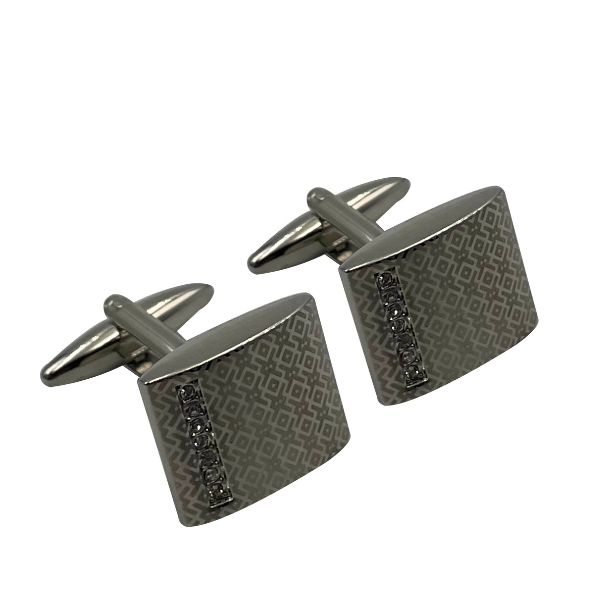 A pair of black rhodium cufflinks with crystal embellishments.