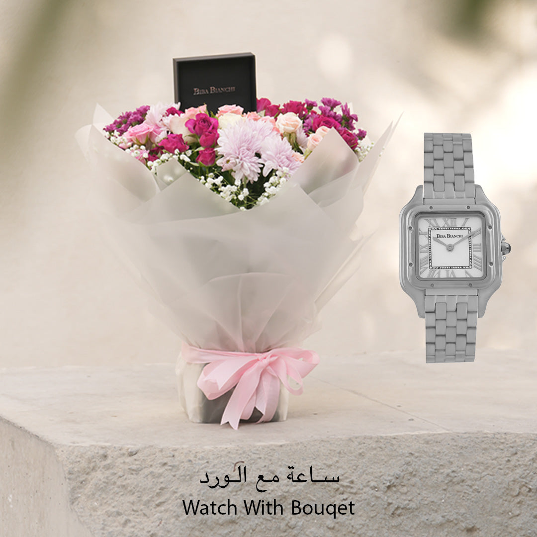 B.B-W222737771M -Silver-Mother of Pearl WITH FLOWERS