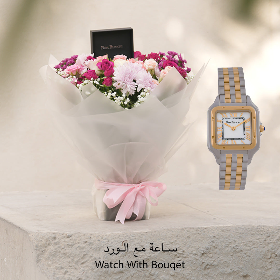 B.B-W222737772M -Silver + Gold-Mother of Pearl WITH FLOWERS