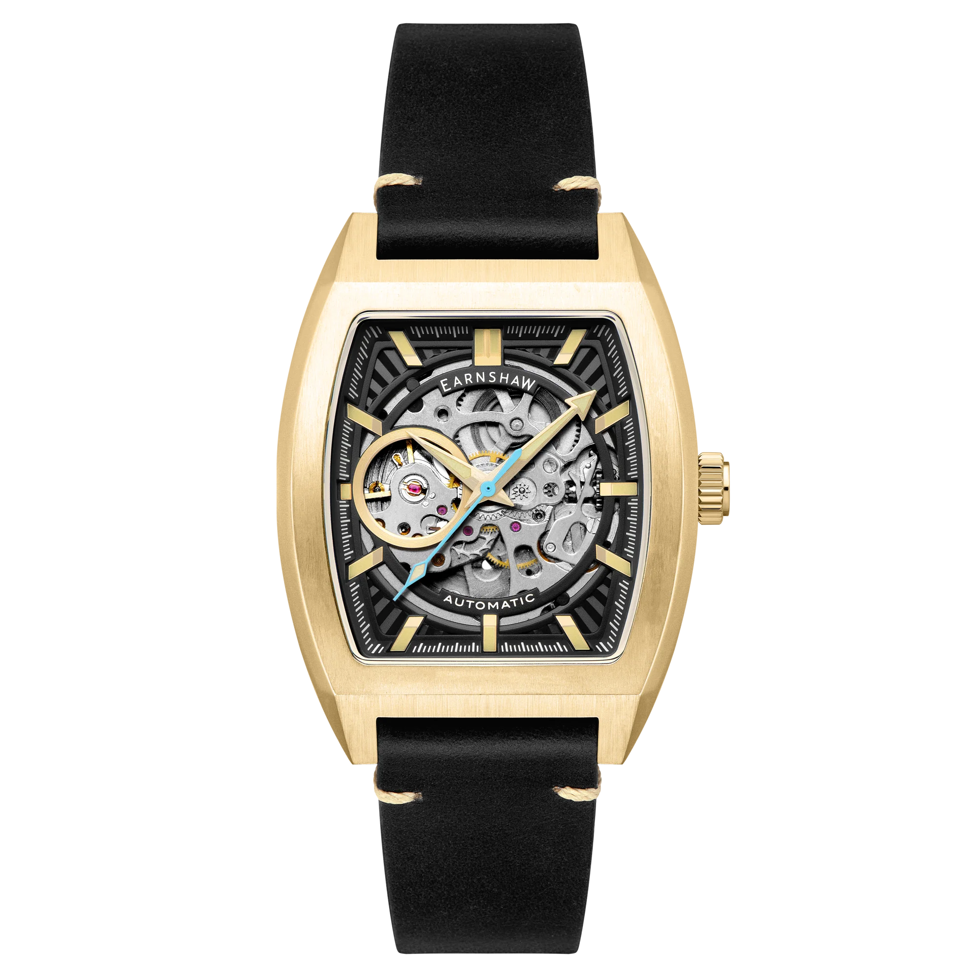 Men Luxury watch with black strap and gold case