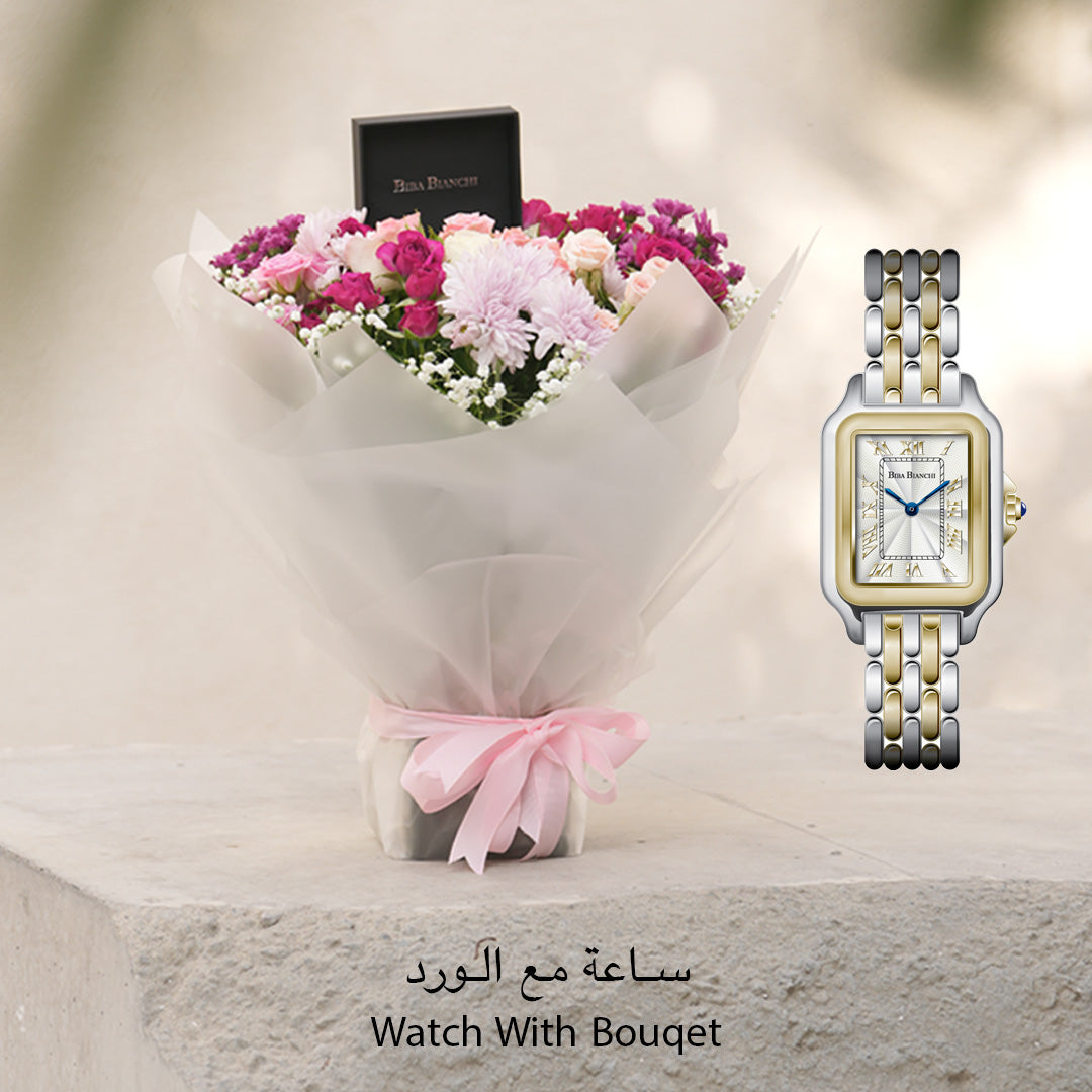 B.B-W20273172 SILVER & GOLD WITH FLOWERS
