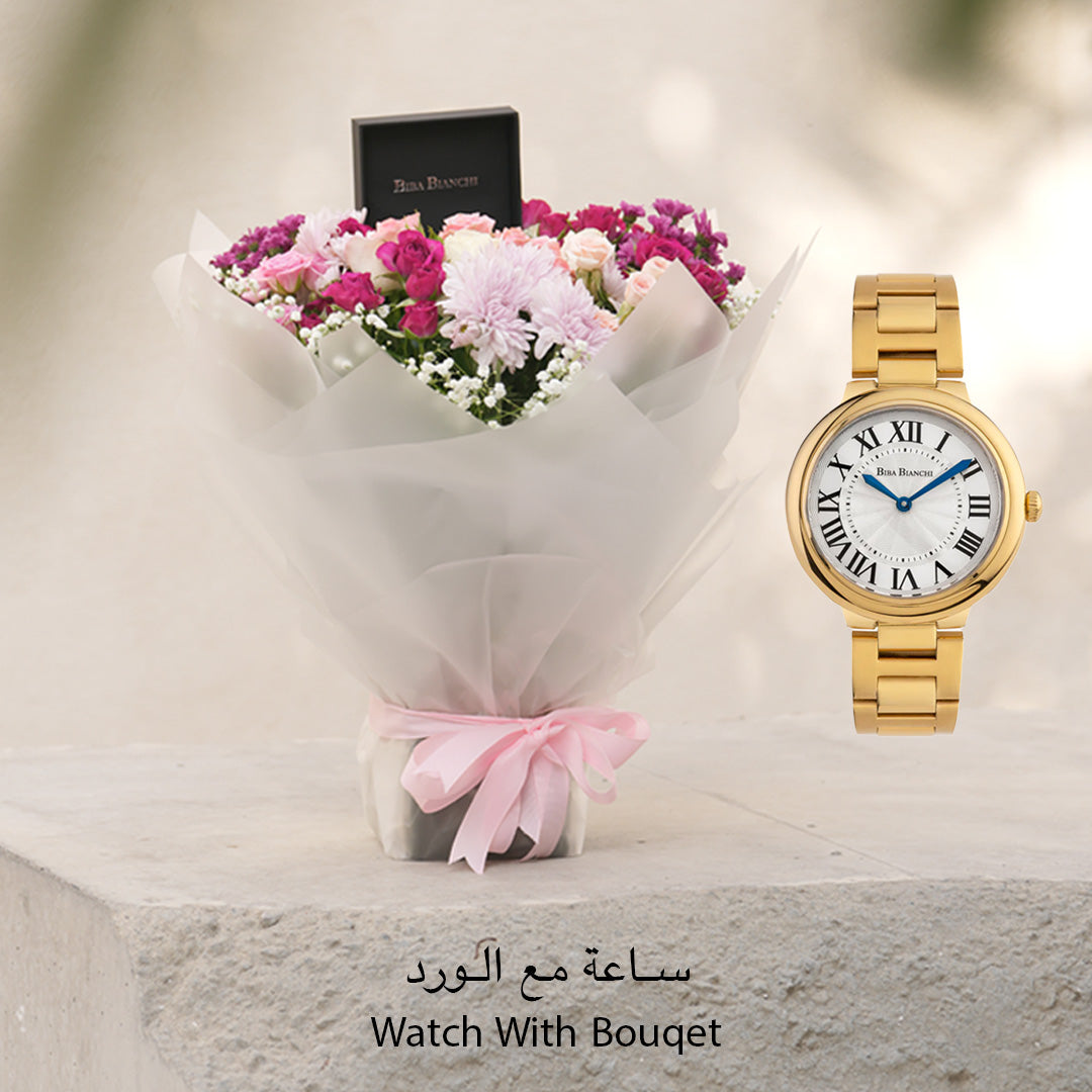 B.B-W22333588 GOLD WITH FLOWERS