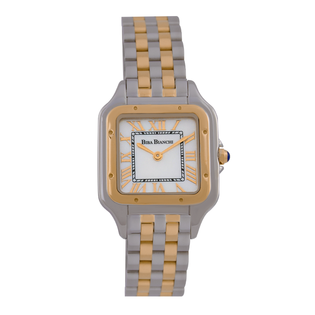 B.B-W222737772M -Silver + Gold-Mother of Pearl WITH FLOWERS